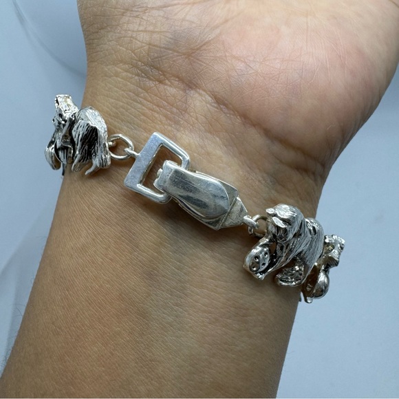 Silver Tone Linked Playing Cats Statement Bracelet - Picture 5 of 6